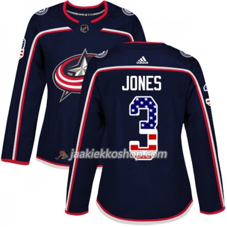Nainen NHL Columbus Blue Jackets Pelipaita Seth Jones 3 Adidas 2017-2018 Marine Sininen USA Flag Fashion Authentic